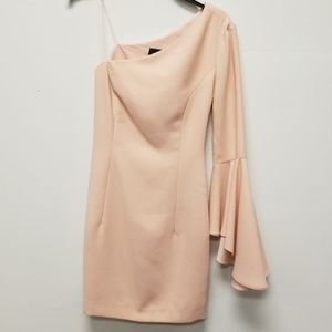 Intermix Pink Bell Sleeve One Shoulder Dress P